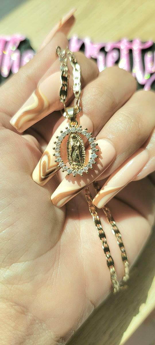 "Glorious" 14K Gold Plated Virgin Mary Necklace – The Pretty Rag