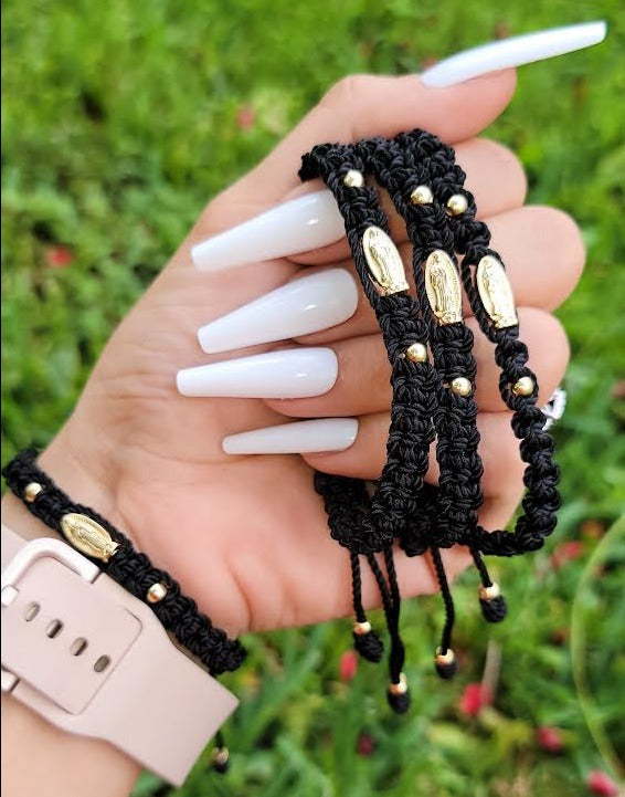 Poderosa Handmade Black Virgin Mary Braided Bracelet