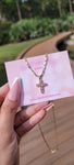 "Guided Path" 14K Gold Plated Pink Cross Necklace