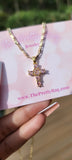 "Guided Path" 14K Gold Plated Pink Cross Necklace