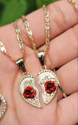 "Forever Mine" 14k Gold Plated 2pc Necklace Set