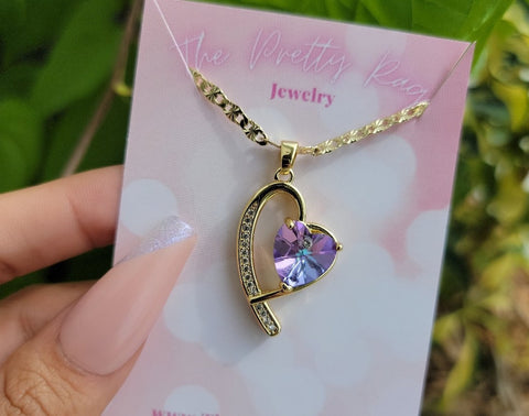 "Fantasy" 14k Gold Plated Heart Necklace