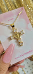 "Corazon" 14K Gold Plated Virgin Mary Cross Necklace