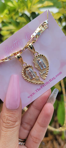"Love Like Yours" 14k Gold Plated Virgin Mary Necklace 2pc Set