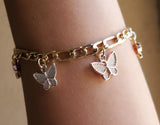 Tri-Color Butterfly Charm Bracelet