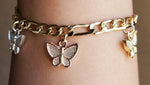 Tri-Color Butterfly Charm Bracelet