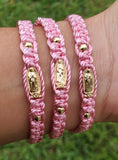 Handmade Blush Pink Virgin Mary Braided Bracelet