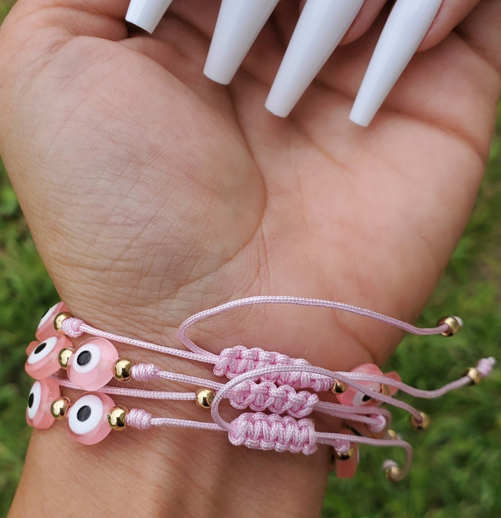 Pick Me Handmade Pink Evil Eye Beaded Bracelet – The Pretty Rag