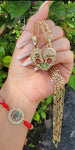 "Te Amo" Red Rose Broken Heart Necklace 2pc Set