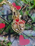 "Te Amo" Blush Pink Split Heart Necklace Set of 2