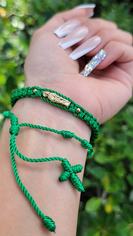 "Bendiciones" Green Handmade St. Jude Braided Bracelet