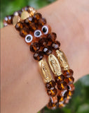 "Cafecito De Mi Alma" Brown Handmade Virgin Mary Beaded Bracelet