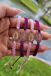 "Calming Effects" Handmade Lavender Virgin Mary Braided Bracelet
