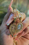 "Cherish Me" Jesus & Virgin Mary Broken Heart Necklace 2pc Set