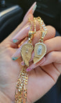 "Cherish Me" Jesus & Virgin Mary Broken Heart Necklace 2pc Set