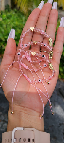 "Compassion" Pink Handmade Virgin Mary Beaded Bracelet