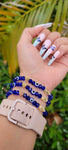 "Positivity Only" Blue Handmade Virgin Mary Beaded Bracelet