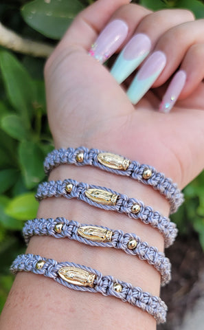 "Soothing" Handmade Gray Virgin Mary Braided Bracelet