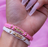 "By Your Side" Pink Handmade St. Jude Braided Bracelet