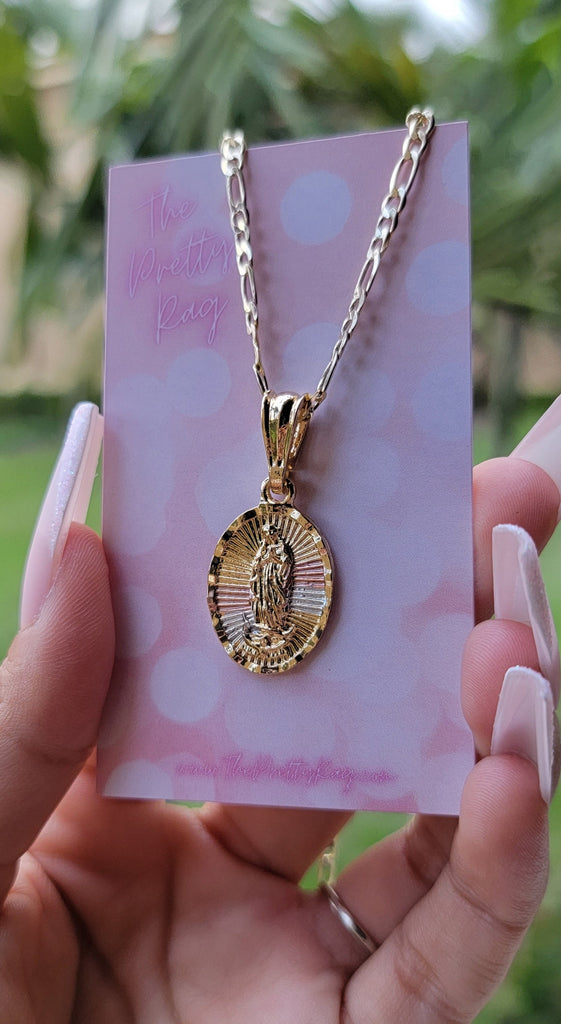 Gold Mother Mary Necklace, 14k Gold filled or Sterling Silver Virgin Mary  Inspiration Necklace, Miraculous, Catholic Pendant, #972