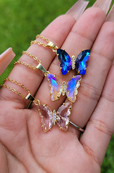 Fashion Crystal Butterfly Necklace Zircon Pendant Engagement Necklaces for  Women Insect Jewelry Birthday Party Anniversary Gift