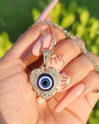 "Don't Ruin My Vibe" 14K Gold Plated Evil Eye Necklace