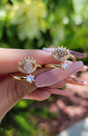 "Protect Your Peace" Gold Evil Eye CZ Ring