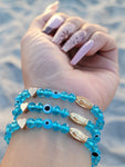 "Peaceful" Handmade Aqua Virgin Mary Beaded Bracelet