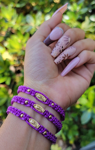 "Harmony" Handmade Purple Virgin Mary Braided Bracelet