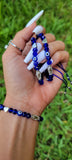 "Positivity Only" Blue Handmade Virgin Mary Beaded Bracelet