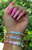 "Love is..." Neon Beaded Handmade Bracelet