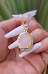 "Strength" 18K Gold Plated Oval Virgin Mary Necklace