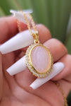 "Strength" 18K Gold Plated Oval Virgin Mary Necklace