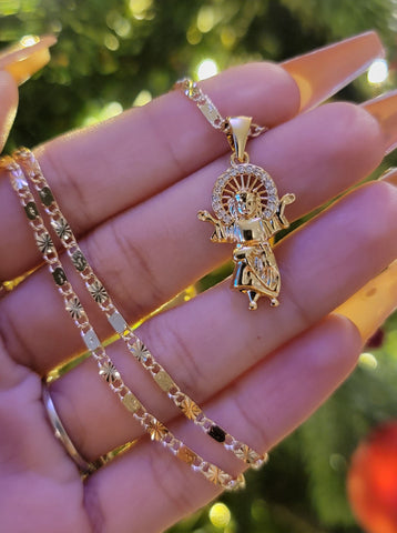 "Miraculous" 14K Gold Plated Baby Jesus Necklace