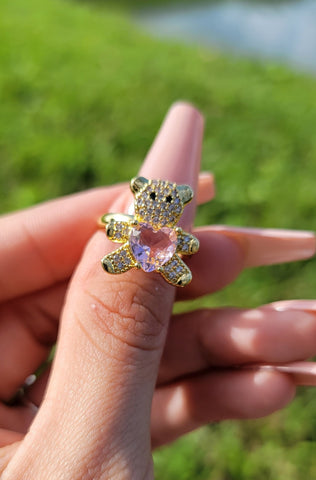 Gold teddy hotsell bear ring
