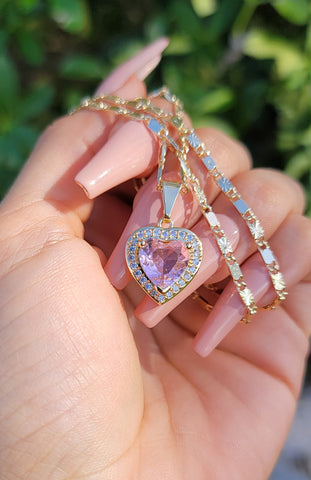 "Pink Desire" 14K Gold Plated Heart Necklace