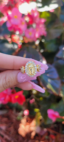 "Be Blessed" Virgin Mary 14K Gold Plated Ring