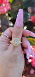 "Stay Blessed" Virgin Mary 14K Tri-color Gold Plated Ring