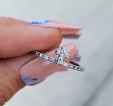 "King" Silver Plated Cross CZ Ring