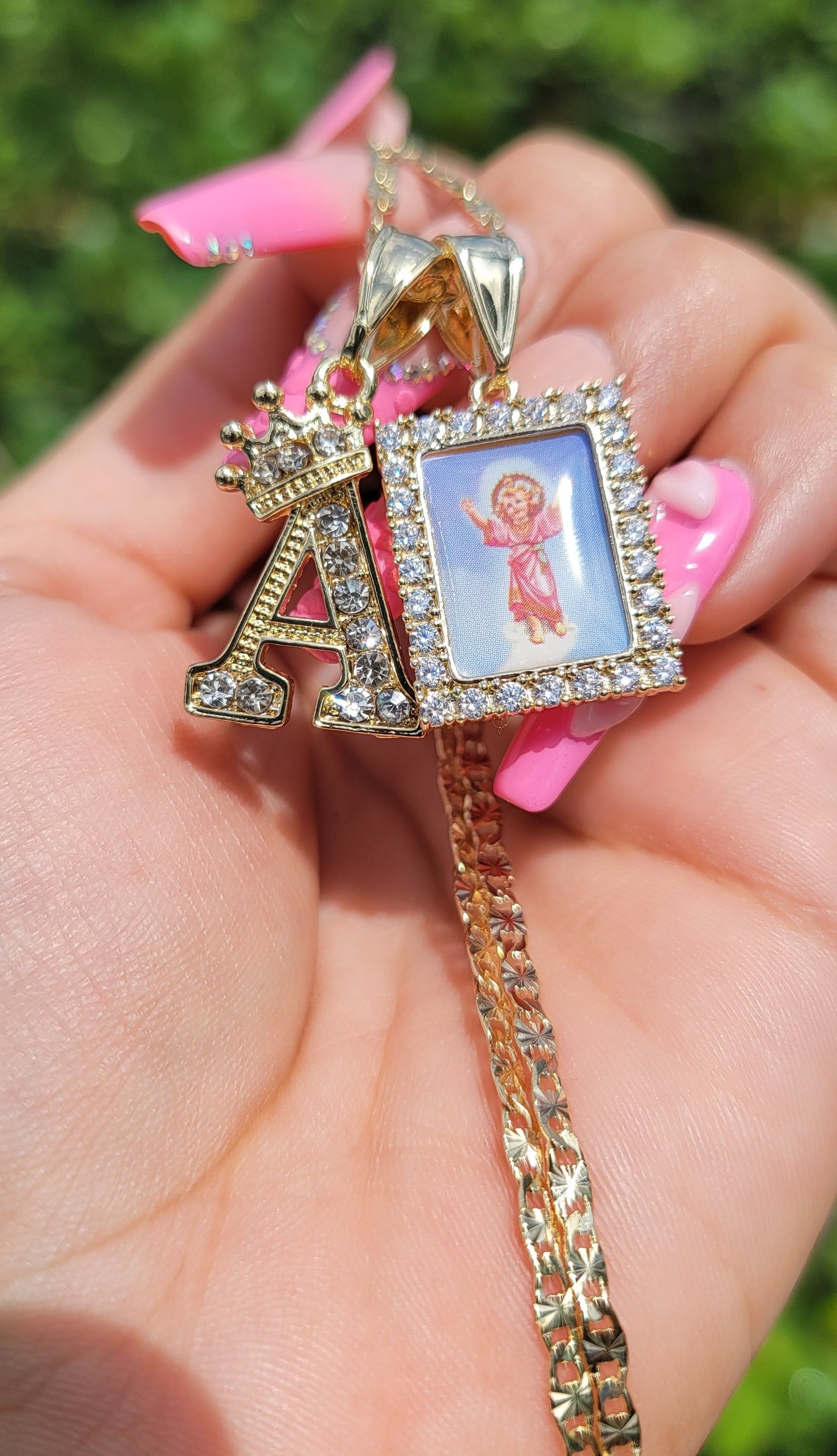 ALEX AND ELSA 925 Sterling Silver Divine Child Pendant Necklace, 20in Figaro Chain